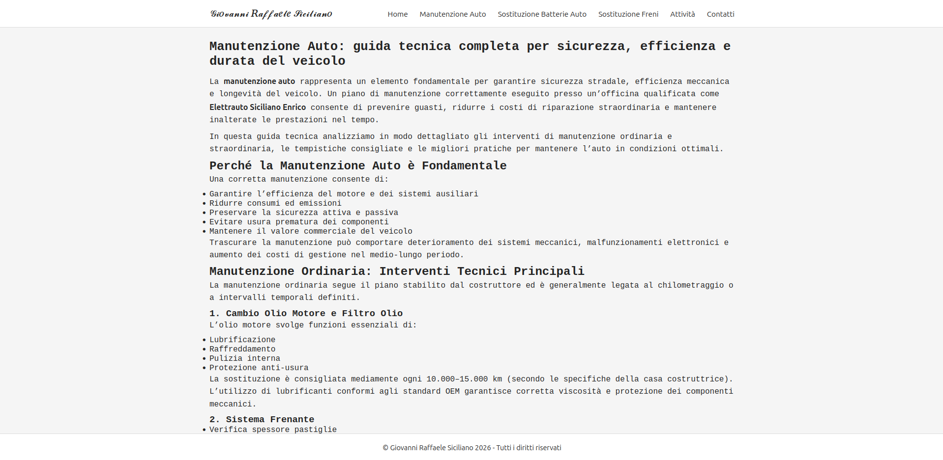 Screenshot 1 versione desktop del sito www.giovanniraffaelesiciliano.eu