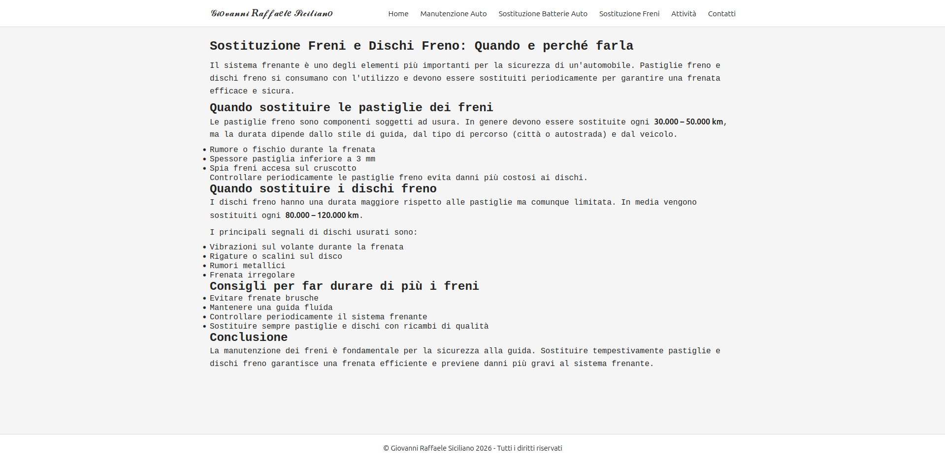 Screenshot 3 versione desktop del sito www.giovanniraffaelesiciliano.eu