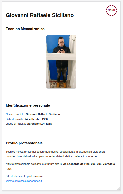 Screenshot versione mobile del sito www.elettrautosicilianoenrico.it